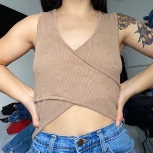 ASYMMETRICAL V NECK SWEATER TANK
